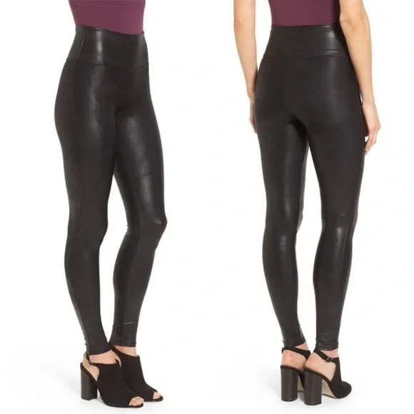Perfect SPANX FAUX LEATHER LEGGINGS BLACK - Picture 2 of 8